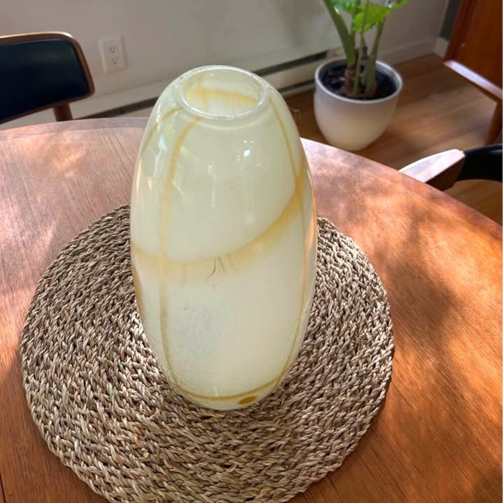 New heavyweight blown glass vase 12”h x 5 “ based 2 “ opening made in Turkey